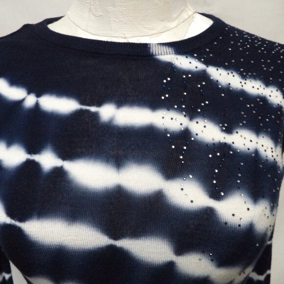 Desigual knit Sweater Top tie dye embossed jeweled Jumper Size Sz Small Sm S - Picture 2 of 12